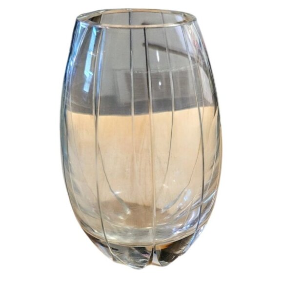 Vintage Crystal Vase & Candle Holder Signed Strubach & Oleg Cassini Pinstriped 5 - Picture 6 of 16